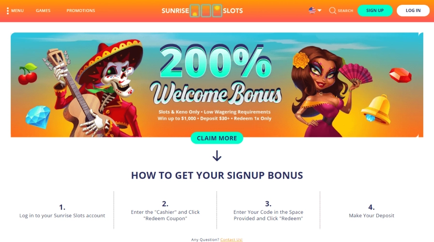 Sunrise Slots no deposit bonus